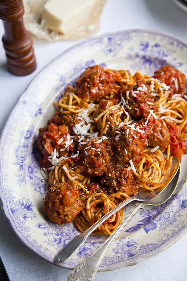 Donal Skehan Rich Tomato Italian Meatballs With Linguine