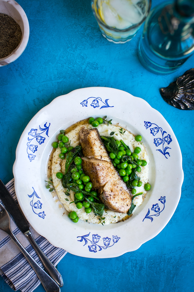 Donal Skehan Pan Fried Fish with Cauliflower Mash & Garden Peas