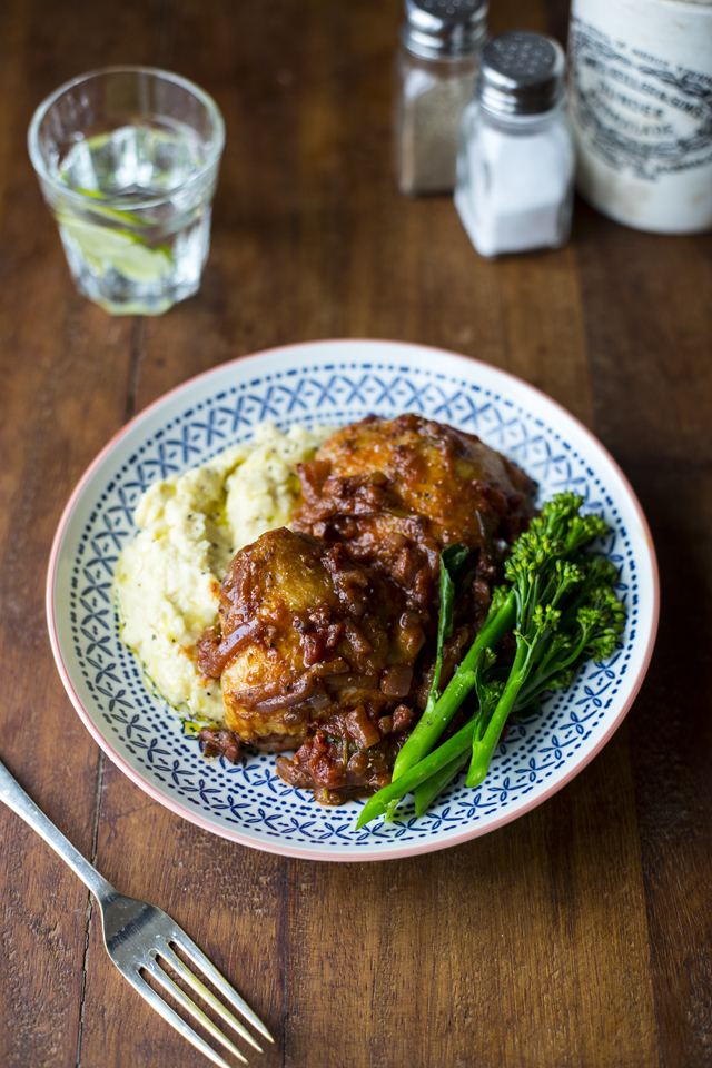 Donal Skehan Tomato Braised Chicken with Butter Bean Mash