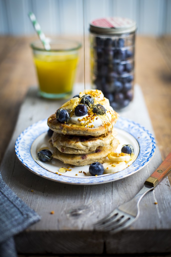 Donal Skehan Glutenfree Pancakes with Blueberry, Banana and Honey